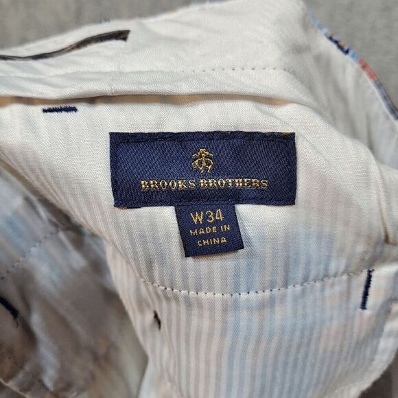 Brooks Brothers Shorts Mens W34 Blue Plaid Chino Regular Fit Flat Front Outdoor - Picture 6 of 8